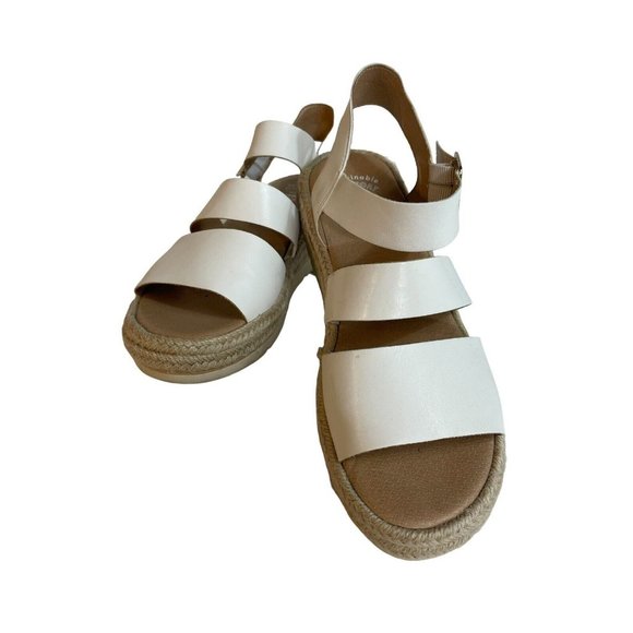 Dr. Scholl's Shoes - Dr. Scholl Women 9.5M Once Twice White Faux Leather Platform Espadrille Sandal